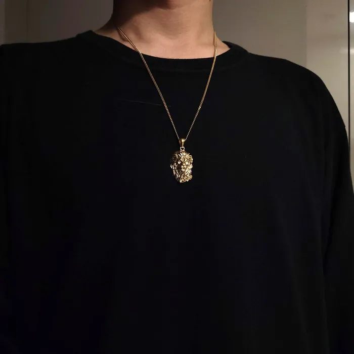 14k 18k gold mens lion pendant necklace 1 carre dor Necklaces