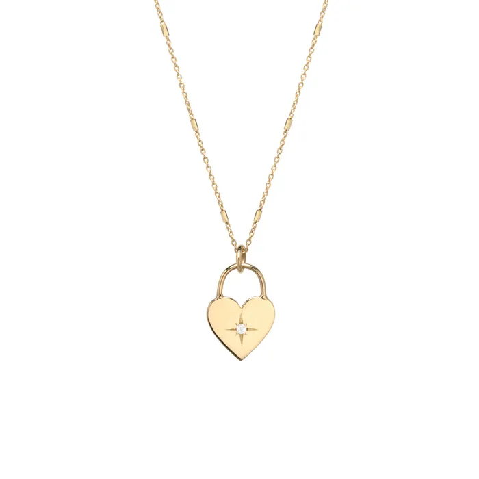 14K Diamond Heart Padlock Necklace Zo Chicco Necklaces