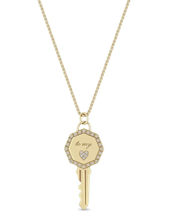 14k Pav Diamond Key to my Heart Pendant Box Chain Necklace Zo Chicco Necklaces 14k Pav Diamond Key to my Heart Pendant Box Chain Necklace Zo Chicco Necklaces