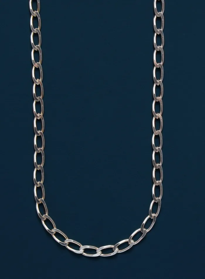 5mm Sterling Silver Oval Cable Bevel Chain Necklace for Men WE ARE ALL SMITH Necklaces
