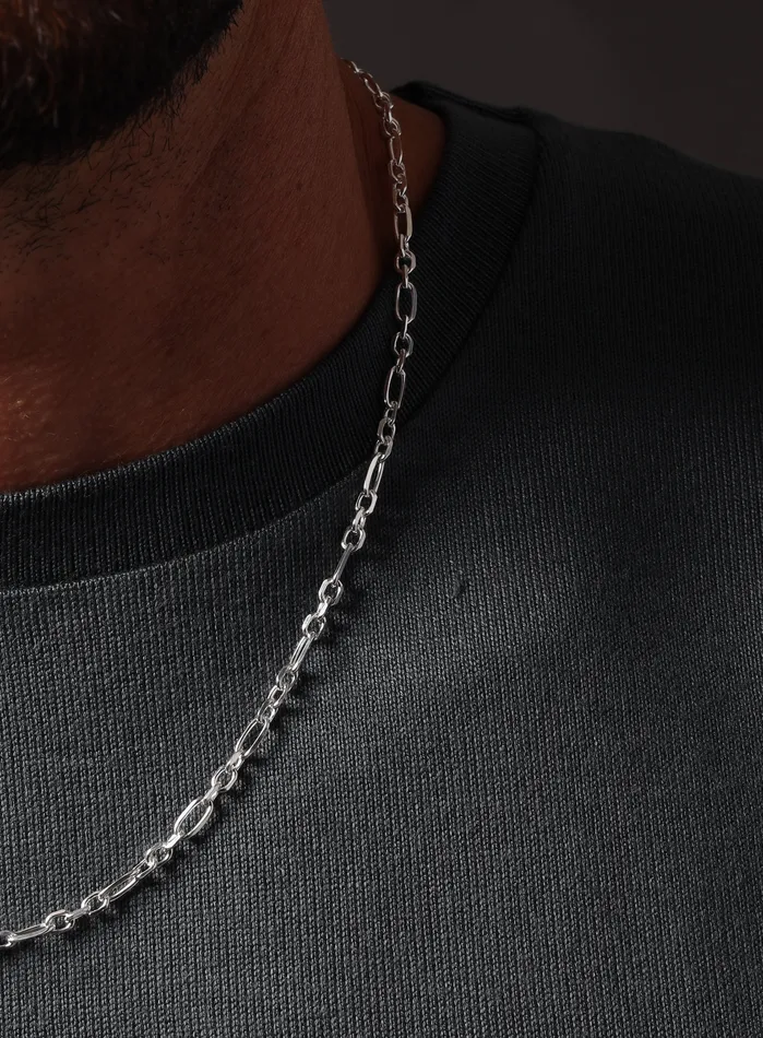 925 Sterling Silver Figaro Inspired Chain Necklace for Men WE ARE ALL SMITH Mens Jewelry Clothing Necklaces
