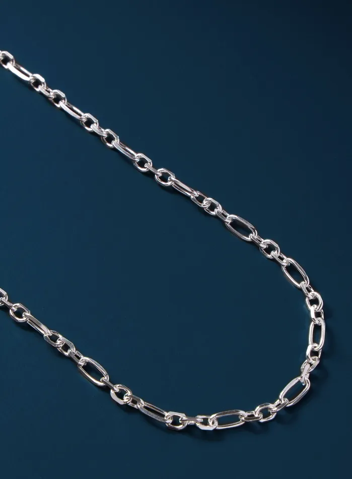 925 Sterling Silver Figaro Inspired Chain Necklace for Men WE ARE ALL SMITH Mens Jewelry Clothing Necklaces