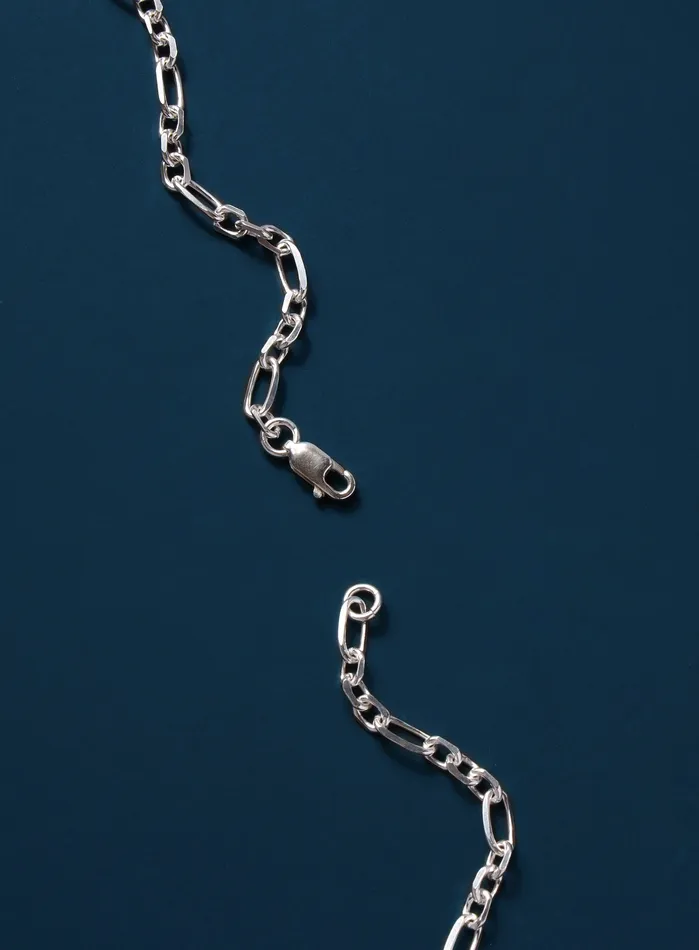 925 Sterling Silver Figaro Inspired Chain Necklace for Men WE ARE ALL SMITH Mens Jewelry Clothing Necklaces