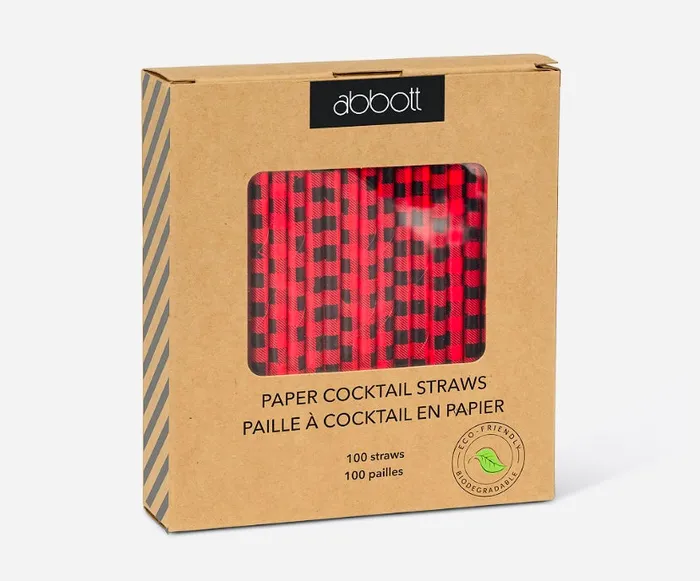 Abbott Rings Buffalo Check Cocktail Straws