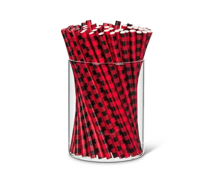 Abbott Rings Buffalo Check Cocktail Straws