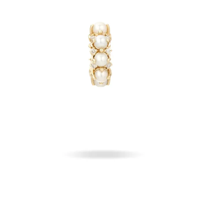 Adina Reyter Pearl Diamond Rounds Big Bead Earrings