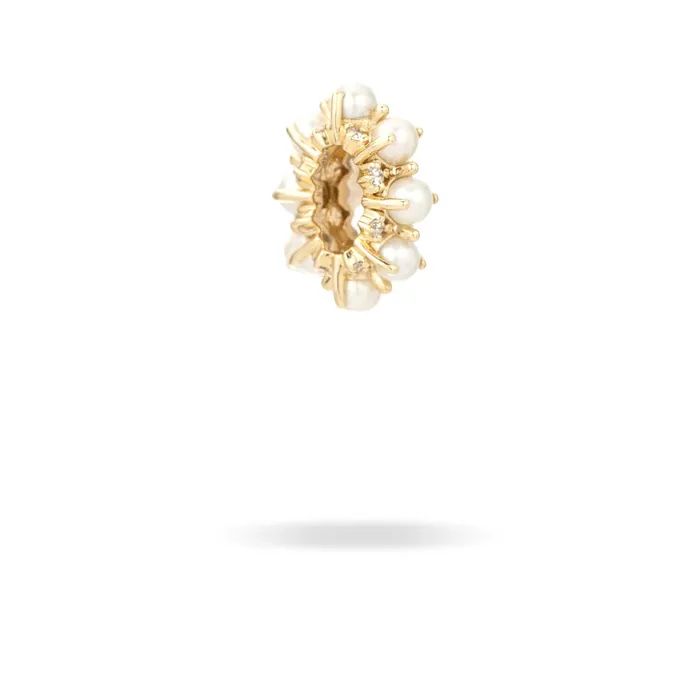 Adina Reyter Pearl Diamond Rounds Big Bead Earrings