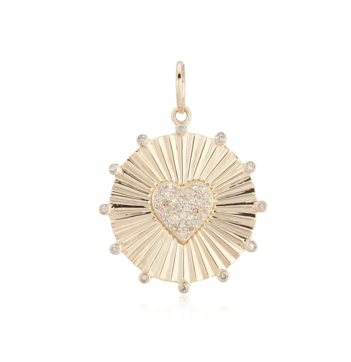 Alev Charm Necklaces Pave Heart and Gold Charm