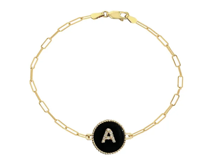Alev Round Diamond Initial Stone Bracelet Bracelets