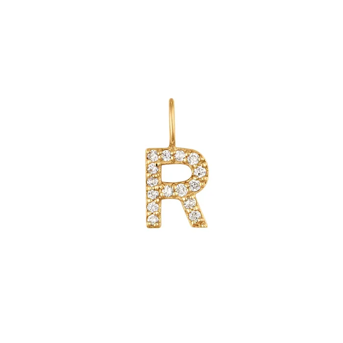 AURELIE GI Charm Necklaces R Diamond Initial Charm