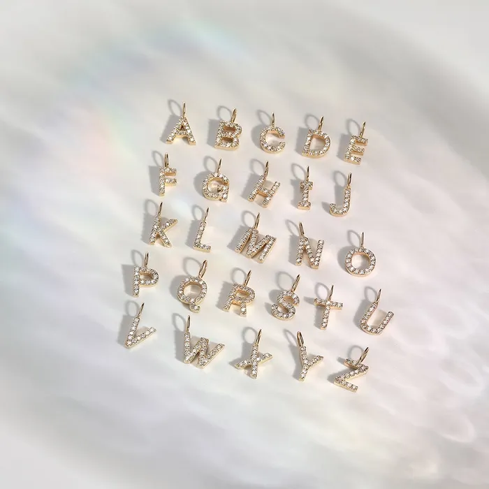 AURELIE GI Charm Necklaces R Diamond Initial Charm