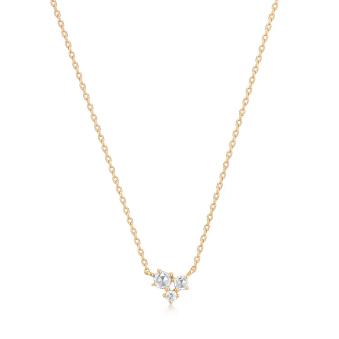 AURELIE GI Necklaces NORMA Rose Cut Triple White Sapphire Necklace