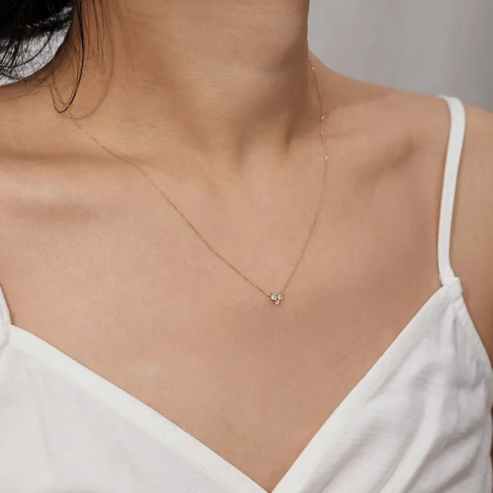 AURELIE GI Necklaces NORMA Rose Cut Triple White Sapphire Necklace