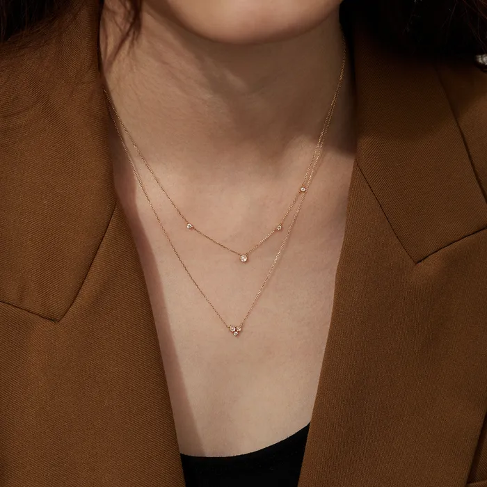 AURELIE GI Necklaces NORMA Rose Cut Triple White Sapphire Necklace