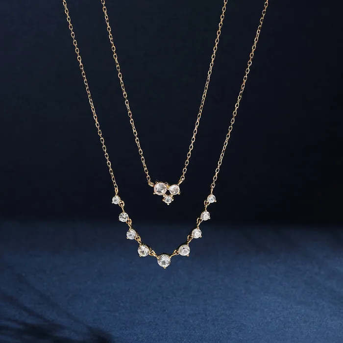 AURELIE GI Necklaces NORMA Rose Cut Triple White Sapphire Necklace