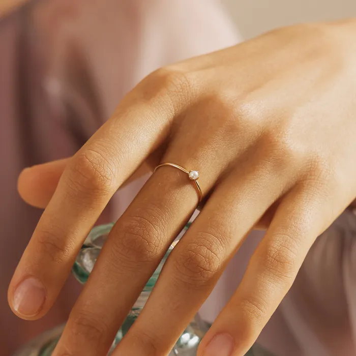 AURELIE GI Rings FANTASIA White Pearl Stacker Ring