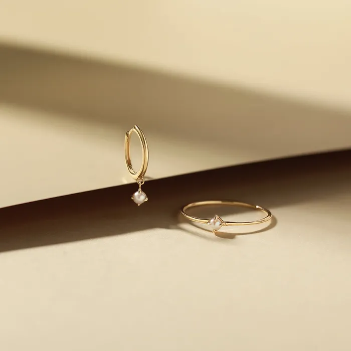 AURELIE GI Rings FANTASIA White Pearl Stacker Ring