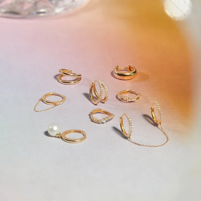 BERLIN Draped Chain Lab Grown Diamond Huggie Hoop AURELIE GI Earrings