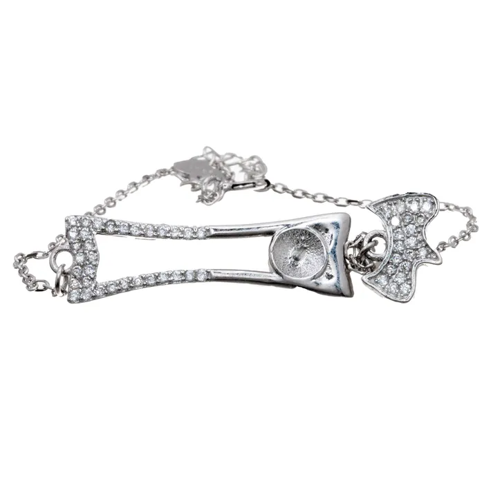 Bracelets DIY Mount Bracelet 925 Sterling Silver Rhinestone Curve with Dainty Chain MBRST003