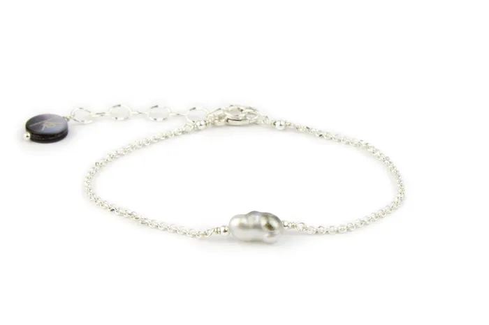 Bracelets Kamoka Pearl Tahitian Keshi Pearl Chain Bracelet on Sterling Silver Bracelets Kamoka Pearl Tahitian Keshi Pearl Chain Bracelet on Sterling Silver