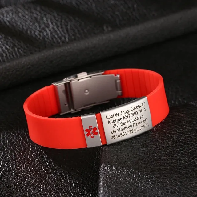 Bracelets My Medi Friend Engravable Silicone and Steel Medical ID Bracelet US SHIPPING ONLY Bracelets My Medi Friend Engravable Silicone and Steel Medical ID Bracelet US SHIPPING ONLY