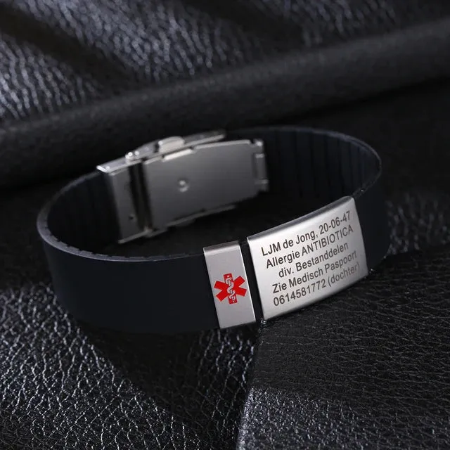 Bracelets My Medi Friend Engravable Silicone and Steel Medical ID Bracelet US SHIPPING ONLY Bracelets My Medi Friend Engravable Silicone and Steel Medical ID Bracelet US SHIPPING ONLY