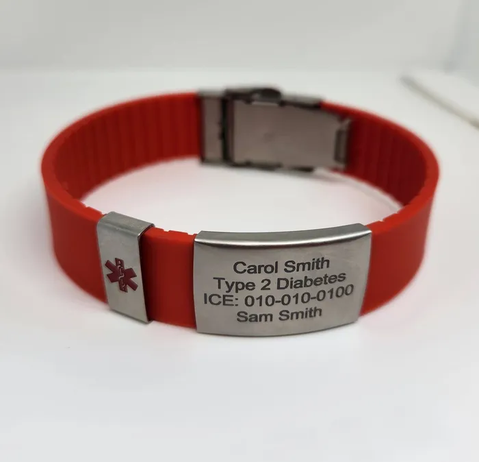 Bracelets My Medi Friend Engravable Silicone and Steel Medical ID Bracelet US SHIPPING ONLY Bracelets My Medi Friend Engravable Silicone and Steel Medical ID Bracelet US SHIPPING ONLY