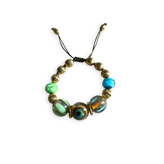 Bracelets Oneofakind Glass Eye Bracelet Green and Blue Tohum