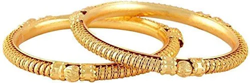 Bracelets Yellow Chimes 2 PCS Exclusive Delicate Antique Hand Crafted Gold Plated Traditional Bangles for Women and Girls 26 Yellow Chimes Bracelets Yellow Chimes 2 PCS Exclusive Delicate Antique Hand Crafted Gold Plated Traditional Bangles for Women and Girls 26 Yellow Chimes