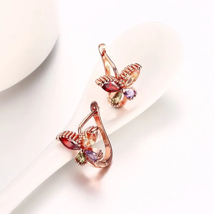 Bracelets YELLOW CHIMES Flying Butterfly 18K Rose Gold Pated Swiss AAA Zircons Designer Earrings for Women Yellow Chimes