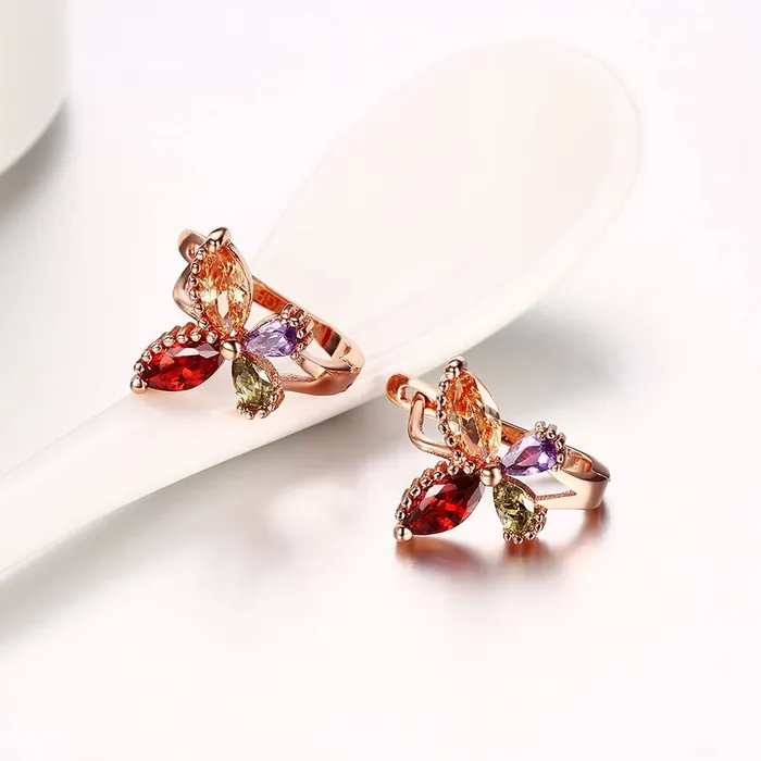 Bracelets YELLOW CHIMES Flying Butterfly 18K Rose Gold Pated Swiss AAA Zircons Designer Earrings for Women Yellow Chimes