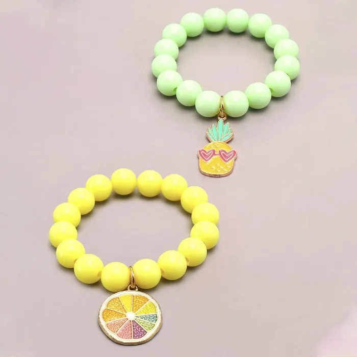 Bracelets Yellow Chimes Melbees by Yellow Chimes Bracelet for Girls Kids Charm Bracelets for Girls Combo of 2 Pcs Candy Colors Beads Bracelet For Girls kids Birthday Gift For Kids and Girls