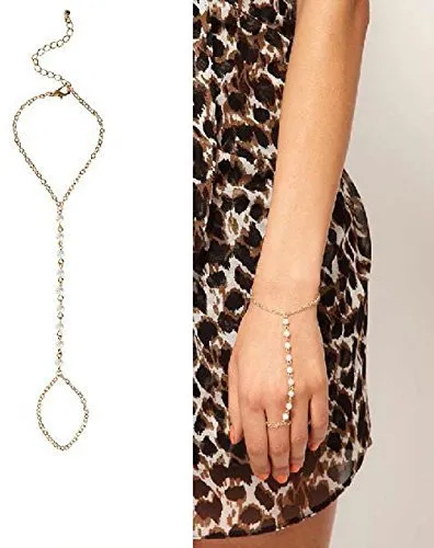 Bracelets Yellow Chimes Stylish Golden Pearl Ring Strand Bracelets for Girls and Women Yellow Chimes