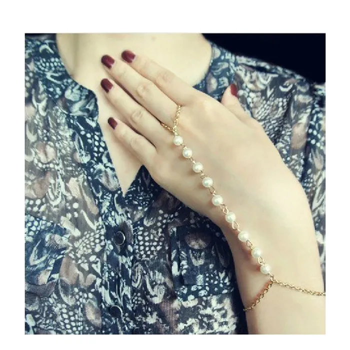 Bracelets Yellow Chimes Stylish Golden Pearl Ring Strand Bracelets for Girls and Women Yellow Chimes