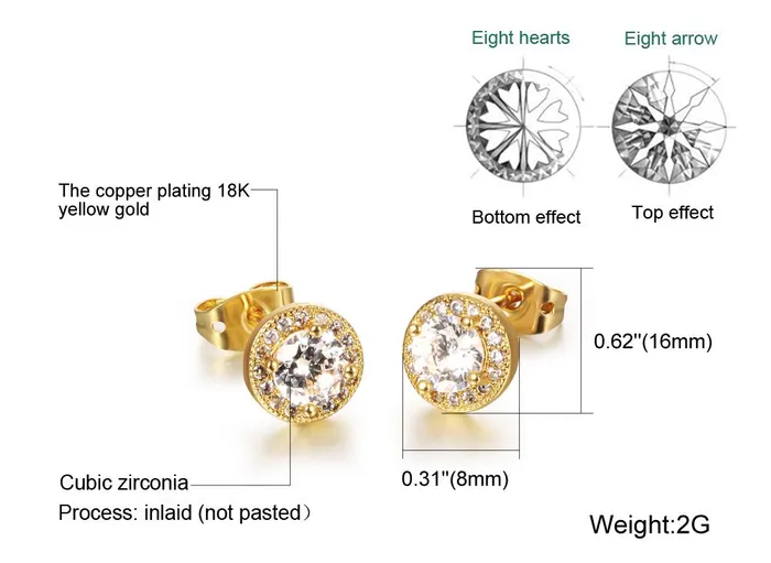 Bracelets YELLOW CHIMES Swarovski Elements White Sparkling Crystal Golden Studs Earrings for Women Girls Yellow Chimes