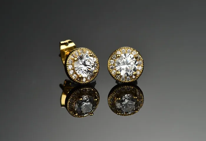 Bracelets YELLOW CHIMES Swarovski Elements White Sparkling Crystal Golden Studs Earrings for Women Girls Yellow Chimes