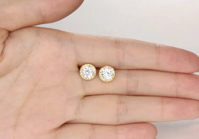 Bracelets YELLOW CHIMES Swarovski Elements White Sparkling Crystal Golden Studs Earrings for Women Girls Yellow Chimes