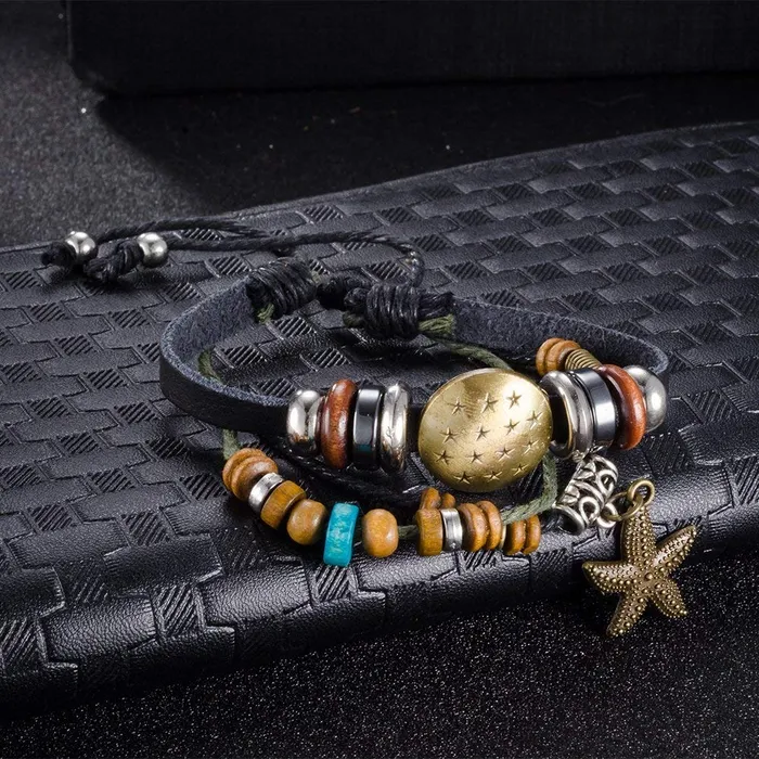 Bracelets Yellow Chimes Yellow Chimes 2PCs Combo of Star Butterfly Charm Leather Wraps Bracelet for Women and Girls