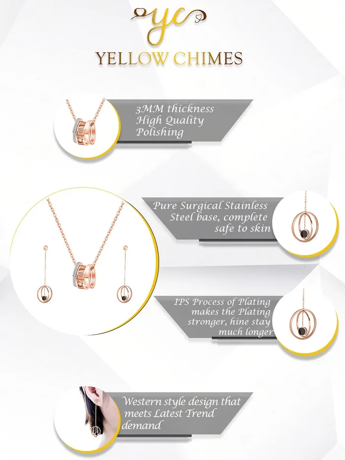 Bracelets Yellow Chimes Yellow Chimes Chain Necklace With Threader Earrings Set Style7