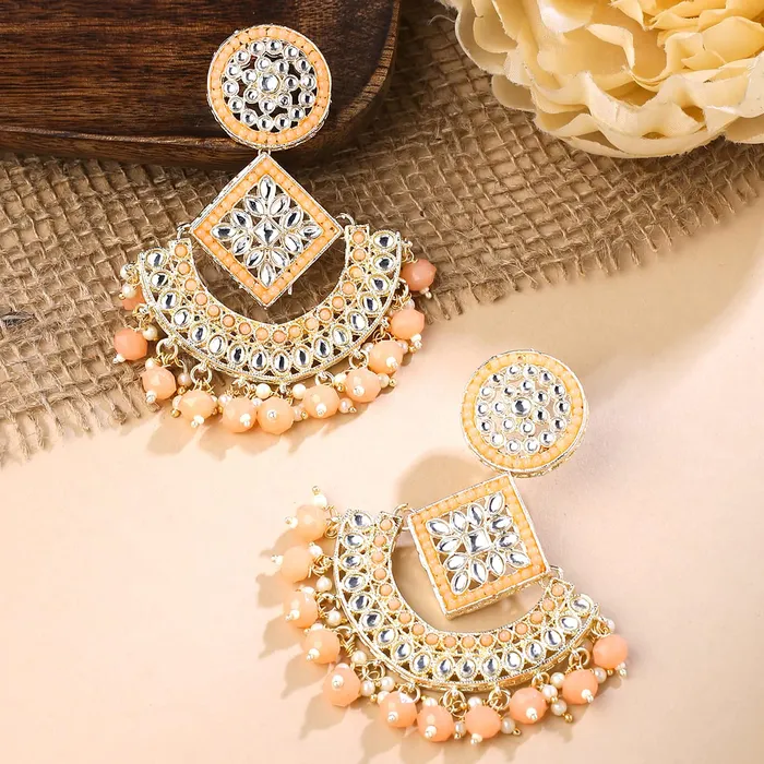 Bracelets Yellow Chimes Yellow Chimes Earrings for Women and Girls Chandbali Earrings Gold Toned Kundan Stone Chand Baliyan Earrings Birthday Gift for girls and women Anniversary Gift for Wife