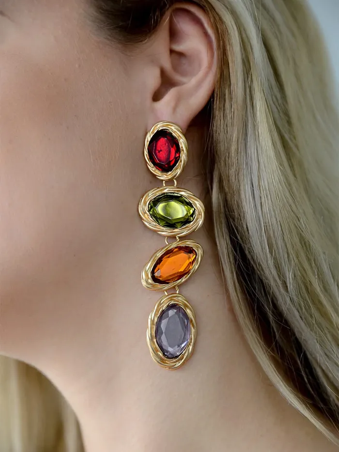 Bracelets Yellow Chimes Yellow Chimes Earrings for Women and Girls Fashion Crystal Dangler Earrings Gold Plated Multicolor Statement Style Long Danglers Earrings Birthday Anniversary Gift for Girls Women
