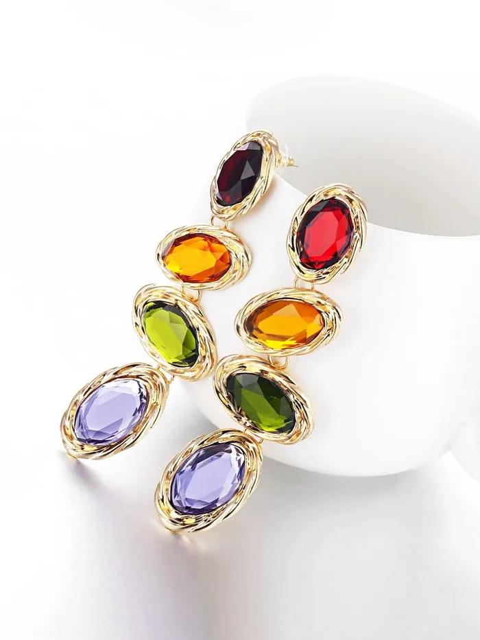 Bracelets Yellow Chimes Yellow Chimes Earrings for Women and Girls Fashion Crystal Dangler Earrings Gold Plated Multicolor Statement Style Long Danglers Earrings Birthday Anniversary Gift for Girls Women
