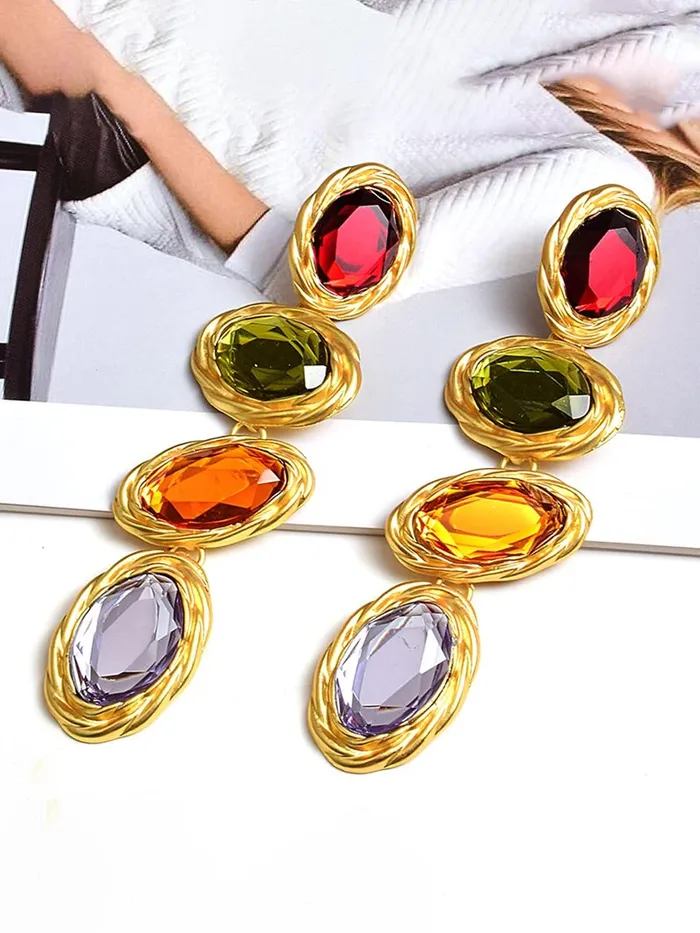 Bracelets Yellow Chimes Yellow Chimes Earrings for Women and Girls Fashion Crystal Dangler Earrings Gold Plated Multicolor Statement Style Long Danglers Earrings Birthday Anniversary Gift for Girls Women