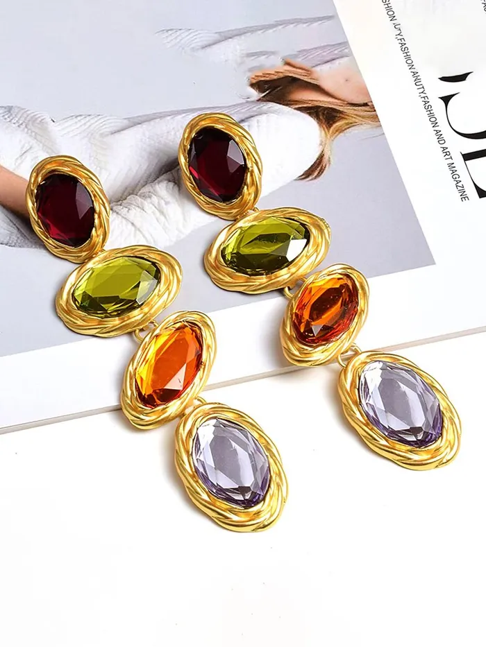 Bracelets Yellow Chimes Yellow Chimes Earrings for Women and Girls Fashion Crystal Dangler Earrings Gold Plated Multicolor Statement Style Long Danglers Earrings Birthday Anniversary Gift for Girls Women