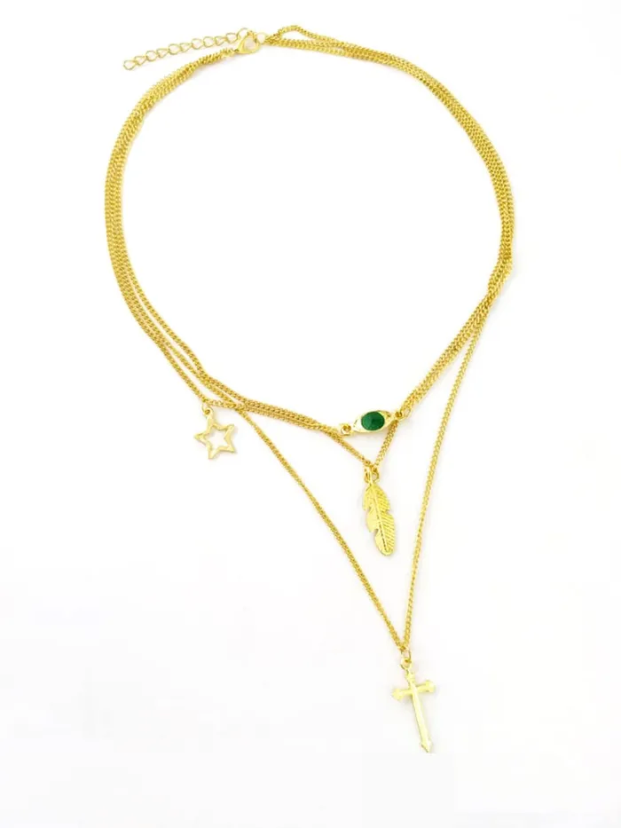 Bracelets Yellow Chimes Yellow Chimes Layered Choker Necklace for Women Multi Color Plated Thick Chain Multi Layer Chain Choker Necklace for Girls and Women NK 10