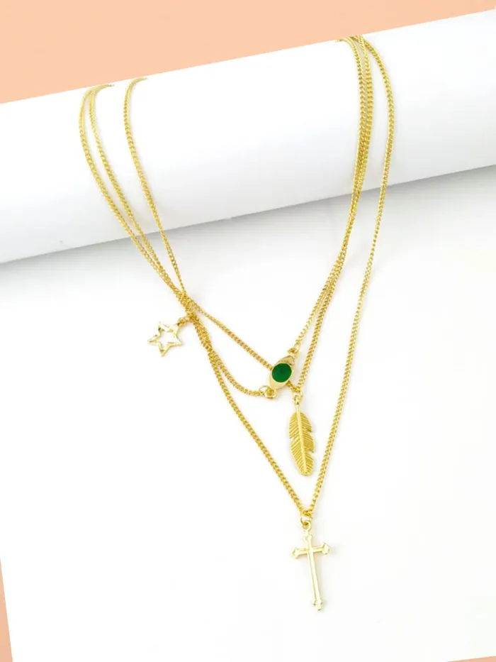 Bracelets Yellow Chimes Yellow Chimes Layered Choker Necklace for Women Multi Color Plated Thick Chain Multi Layer Chain Choker Necklace for Girls and Women NK 10