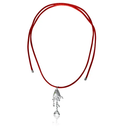 briwok Coral Trout Red Cord Necklace Necklaces briwok Coral Trout Red Cord Necklace Necklaces