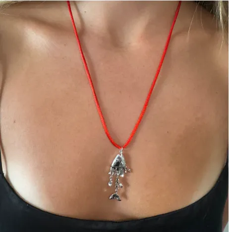 briwok Coral Trout Red Cord Necklace Necklaces briwok Coral Trout Red Cord Necklace Necklaces