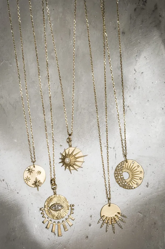 Celine Daoust Necklaces SUN MOON MEDAL NECKLACE Celine Daoust Necklaces SUN MOON MEDAL NECKLACE