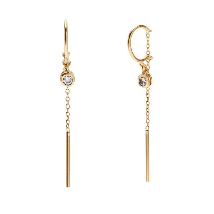 Classic Threader in Gold With Diamond Scosha Earrings Classic Threader in Gold With Diamond Scosha Earrings